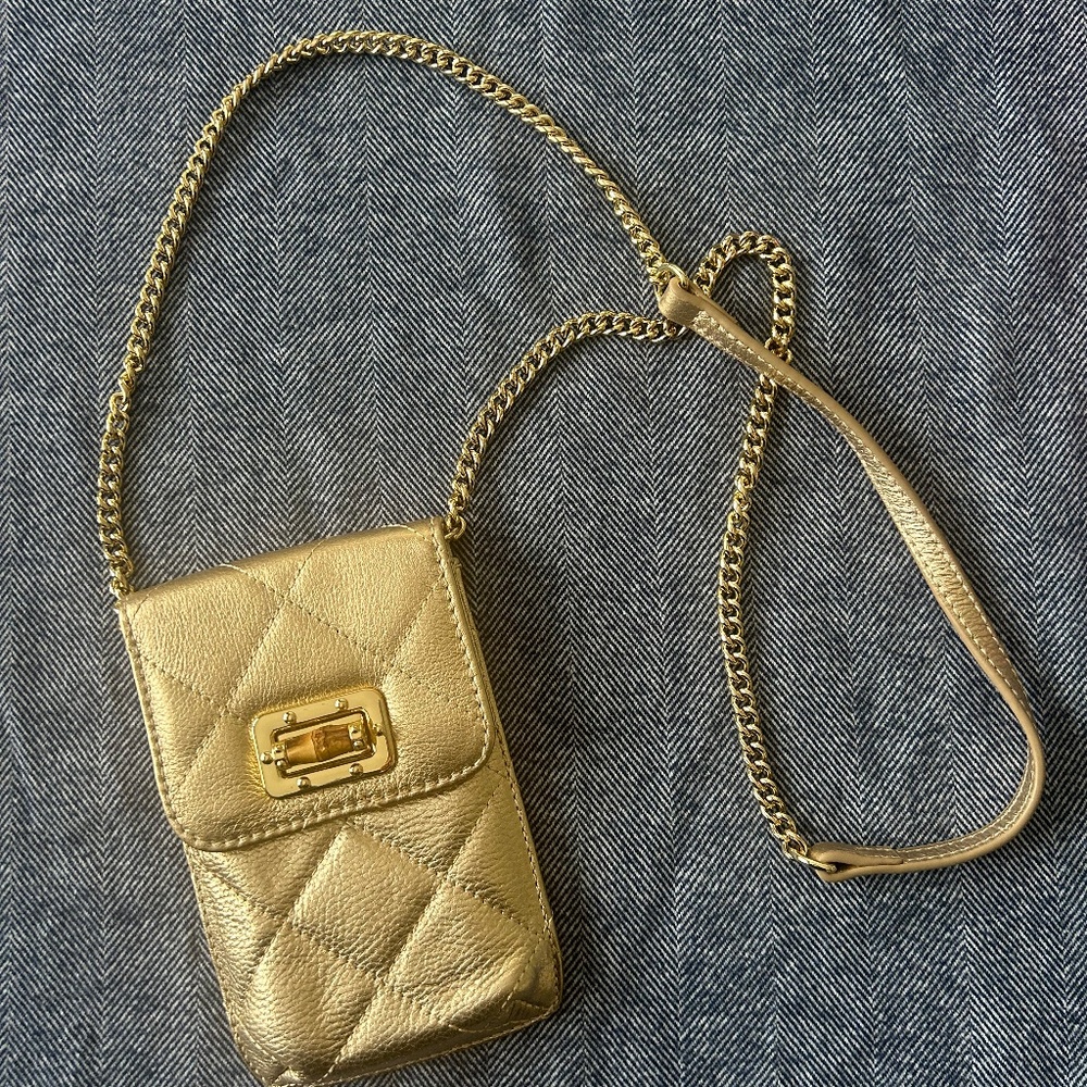 Lilly Pulitzer Crossbody phone wallet brushed gold leather